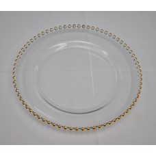Glass gold Beaded Plate  Charger